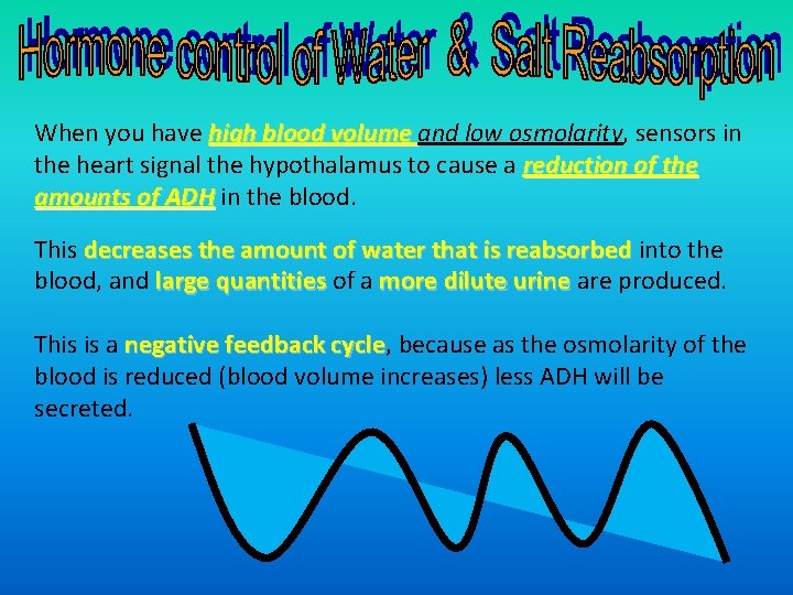 When you have high blood volume and low osmolarity, sensors in the heart signal