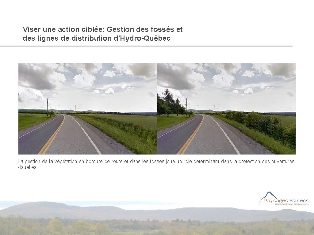 Viser une action ciblée: Gestion des fossés et des lignes de distribution d'Hydro-Québec La