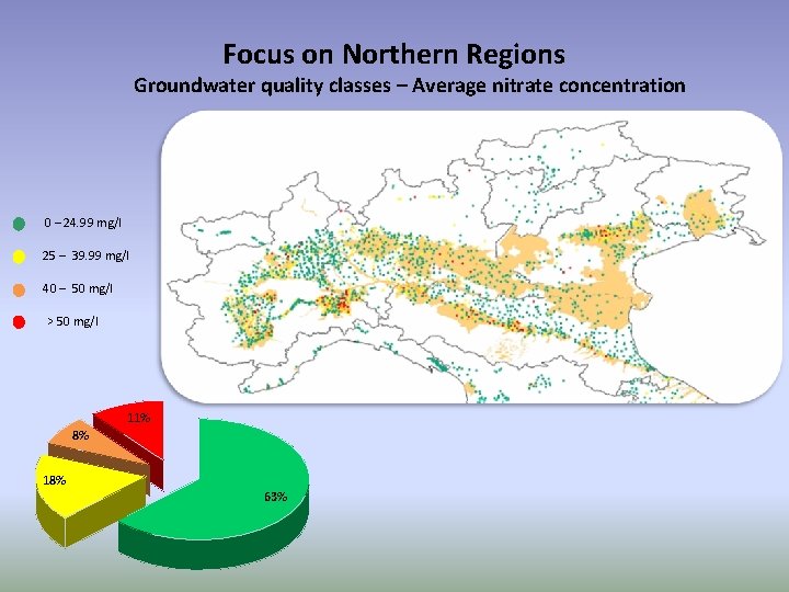 Focus on Northern Regions Groundwater quality classes – Average nitrate concentration 0 – 24.