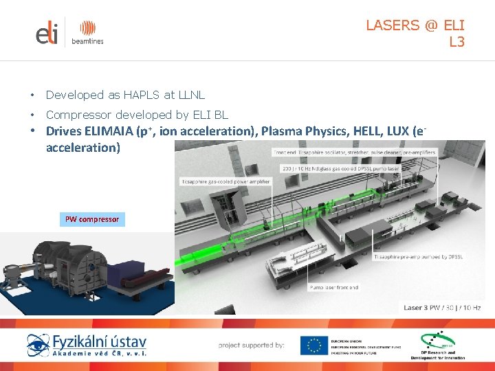 LASERS @ ELI L 3 • Developed as HAPLS at LLNL • Compressor developed LASERS @ ELI L 3 • Developed as HAPLS at LLNL • Compressor developed