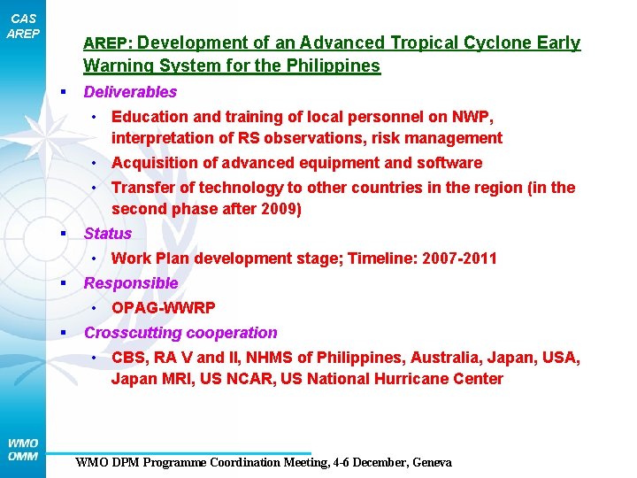 CAS AREP: Development of an Advanced Tropical Cyclone Early Warning System for the Philippines