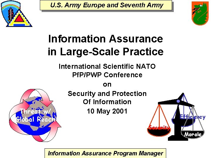 U. S. Army Europe and Seventh Army Information Assurance in Large-Scale Practice International Scientific