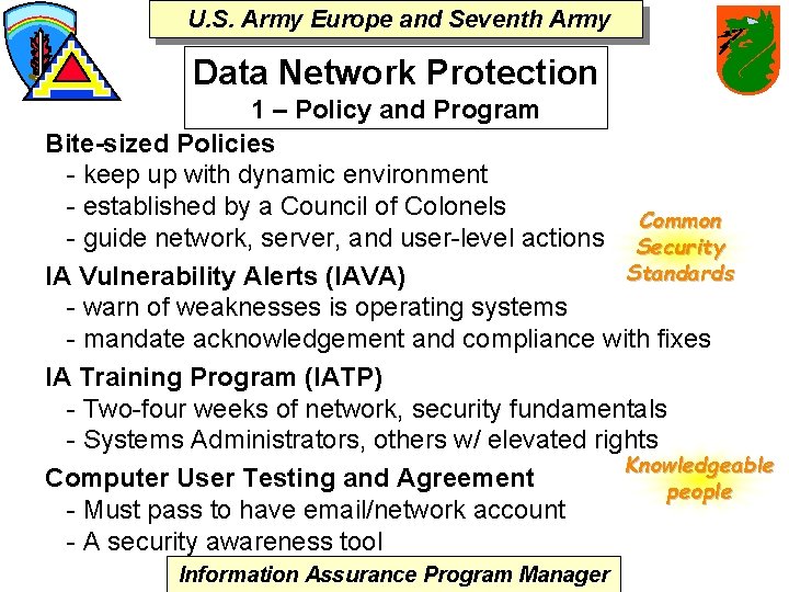 U. S. Army Europe and Seventh Army Data Network Protection 1 – Policy and