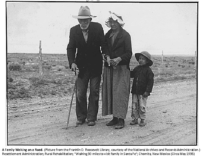 A Family Walking on a Road. (Picture from the Franklin D. Roosevelt Library, courtesy
