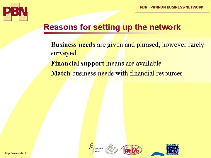 PBN - PANNON BUSINESS NETWORK Reasons for setting up the network – Business needs