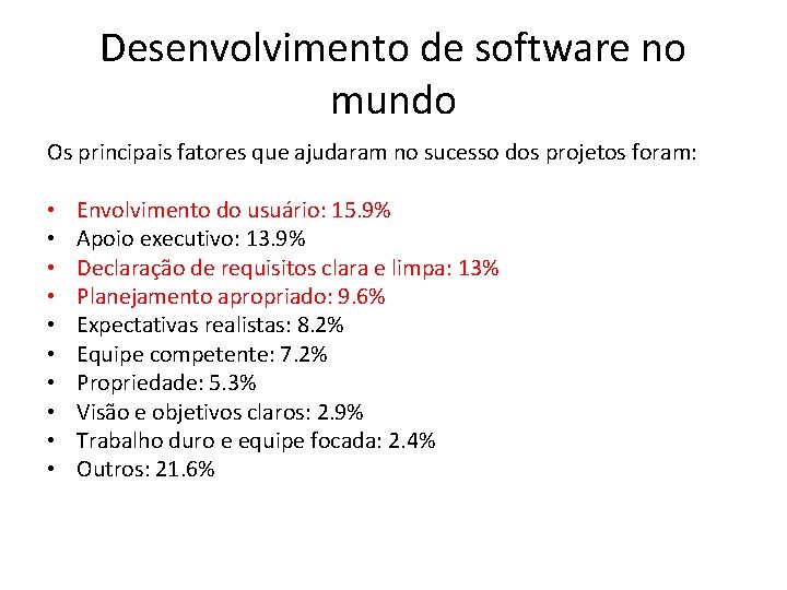Desenvolvimento de software no mundo Os principais fatores que ajudaram no sucesso dos projetos