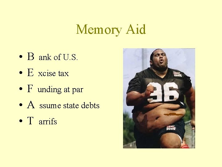 Memory Aid • • • B ank of U. S. E xcise tax F