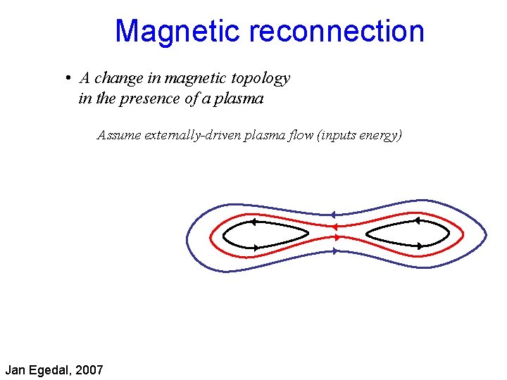 Magnetic reconnection • A change in magnetic topology in the presence of a plasma