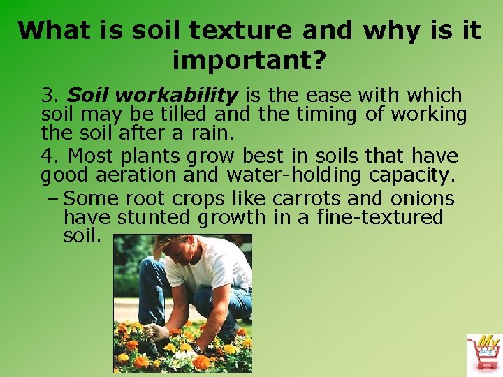 What is soil texture and why is it important? 3. Soil workability is the