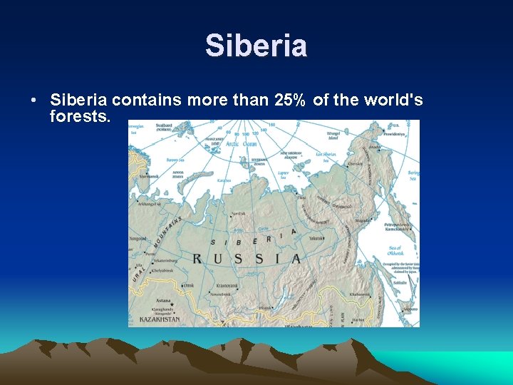 Siberia • Siberia contains more than 25% of the world's forests. 