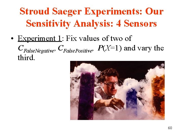 Stroud Saeger Experiments: Our Sensitivity Analysis: 4 Sensors • Experiment 1: Fix values of Stroud Saeger Experiments: Our Sensitivity Analysis: 4 Sensors • Experiment 1: Fix values of