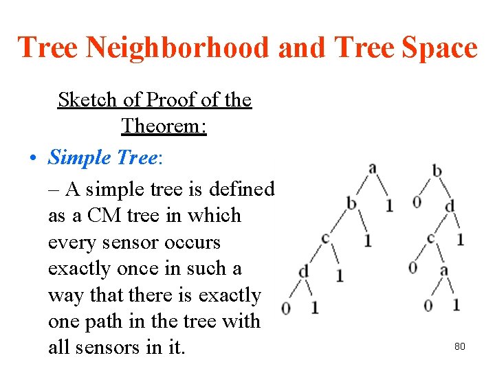 Tree Neighborhood and Tree Space Sketch of Proof of the Theorem: • Simple Tree: Tree Neighborhood and Tree Space Sketch of Proof of the Theorem: • Simple Tree: