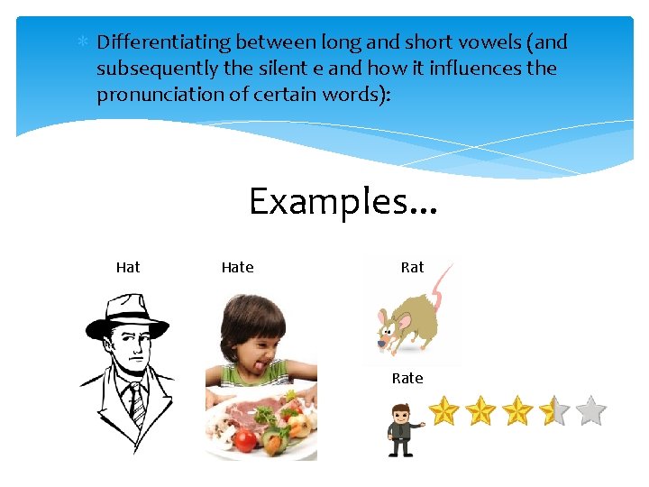 ∗ Differentiating between long and short vowels (and subsequently the silent e and how