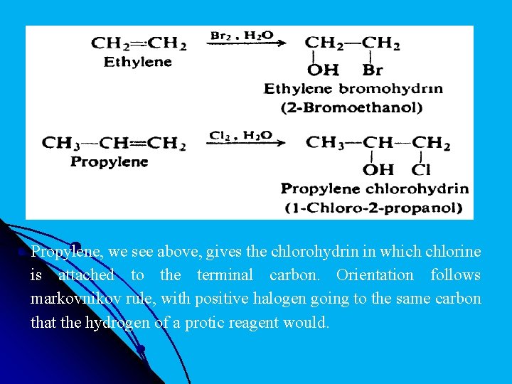 l Propylene, we see above, gives the chlorohydrin in which chlorine is attached to