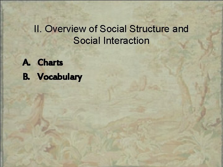 II. Overview of Social Structure and Social Interaction A. Charts B. Vocabulary 