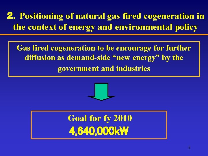 ２．Positioning of natural gas fired cogeneration in the context of energy and environmental policy