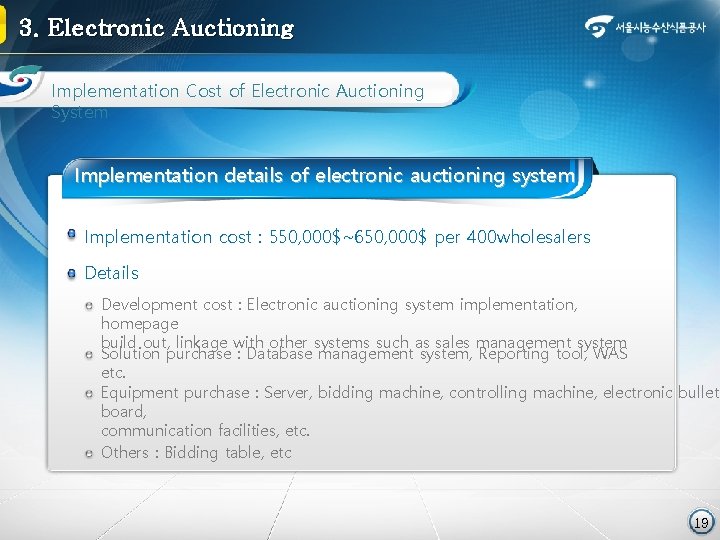 3. Electronic Auctioning Implementation Cost of Electronic Auctioning System Implementation details of electronic auctioning