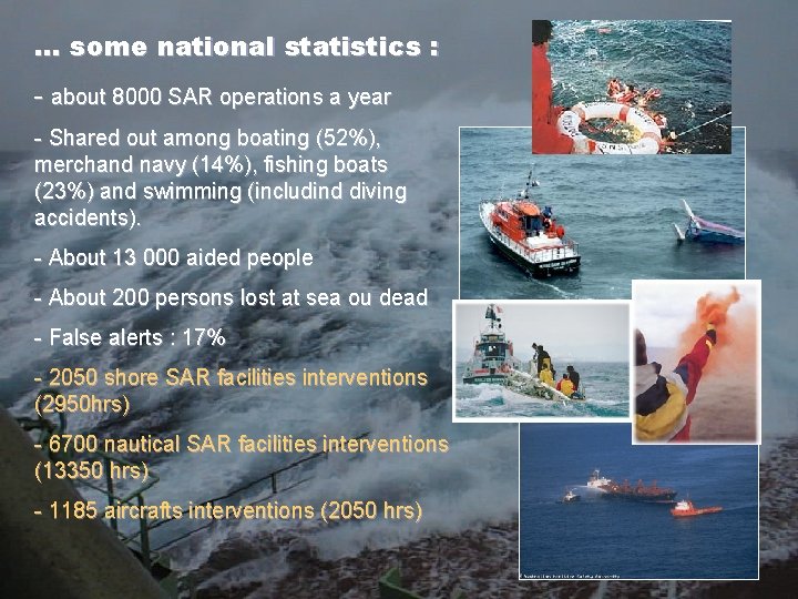… some national statistics : - about 8000 SAR operations a year - Shared