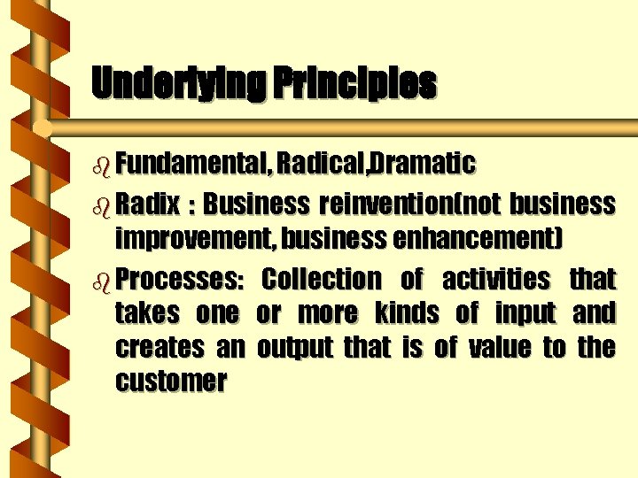 Underlying Principles b Fundamental, Radical, Dramatic b Radix : Business reinvention(not business improvement, business