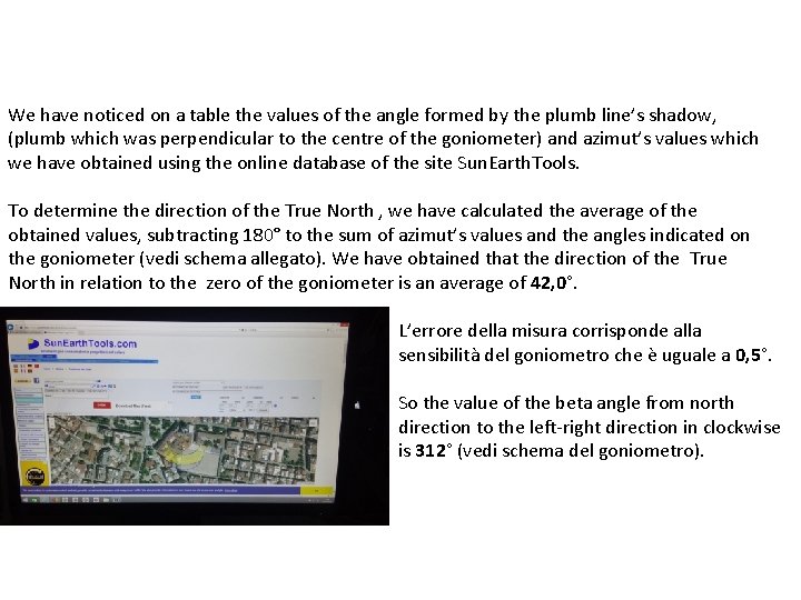 We have noticed on a table the values of the angle formed by the