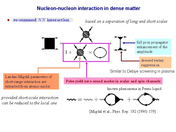 Nucleon-nucleon interaction in dense matter based on a separation of long and short scales