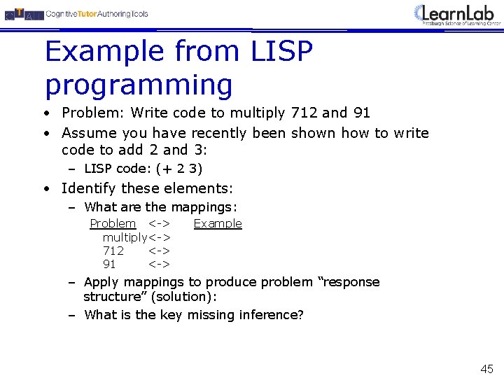 Example from LISP programming • Problem: Write code to multiply 712 and 91 •