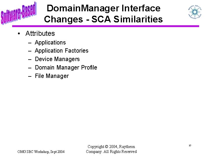 Domain. Manager Interface Changes - SCA Similarities • Attributes – – – Applications Application