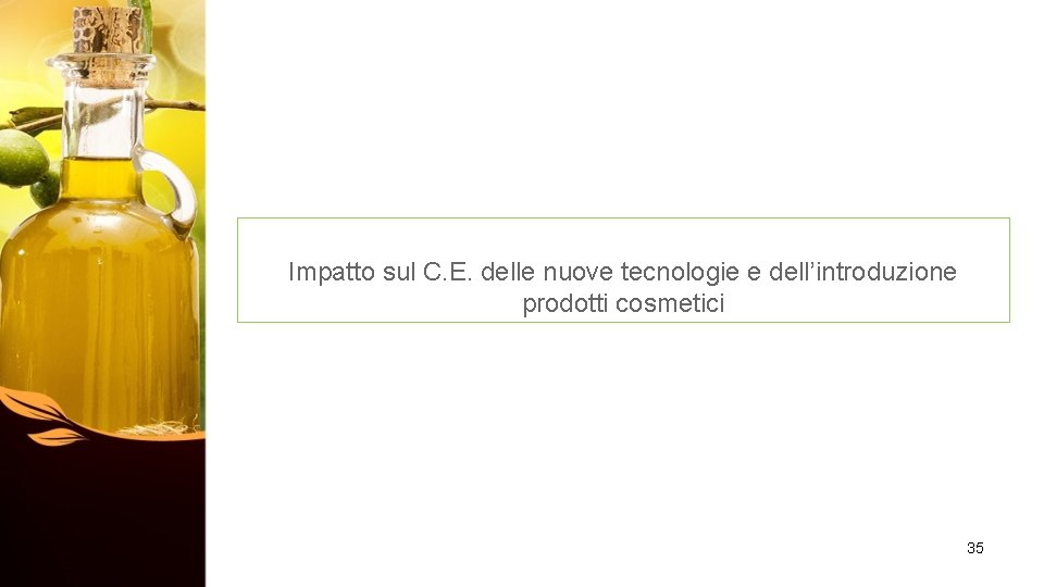 Impatto sul C. E. delle nuove tecnologie e dell’introduzione prodotti cosmetici 35 