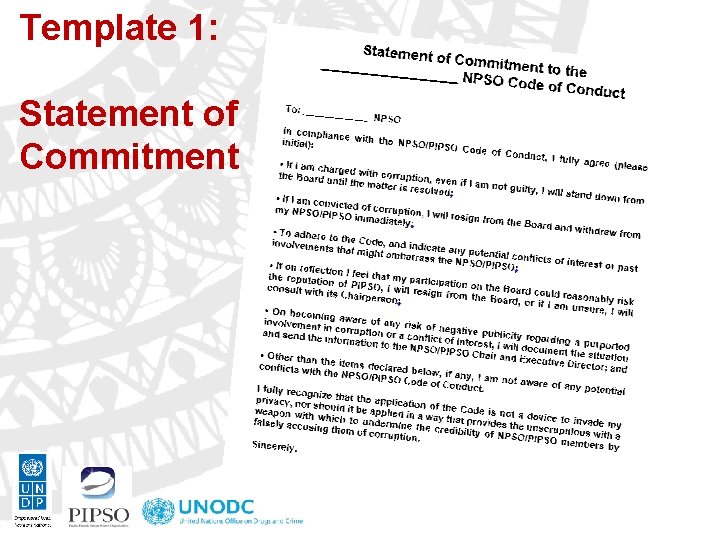 Template 1: Statement of Commitment Template 1: Statement of Commitment