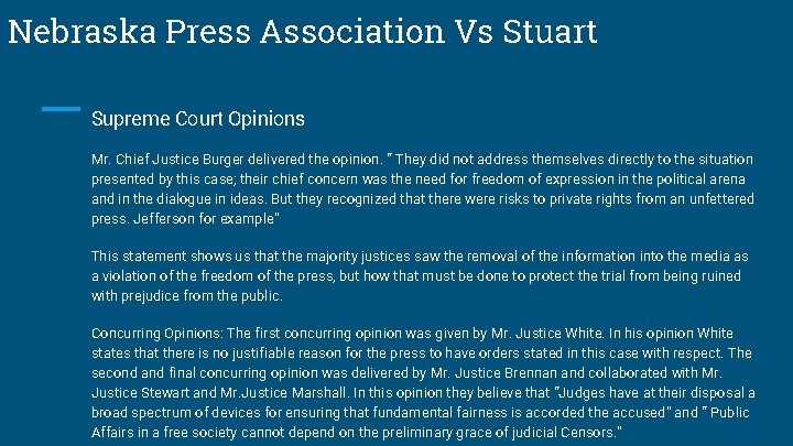 Nebraska Press Association Vs Stuart Supreme Court Opinions Mr. Chief Justice Burger delivered the Nebraska Press Association Vs Stuart Supreme Court Opinions Mr. Chief Justice Burger delivered the