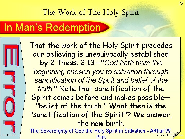 22 The Work of The Holy Spirit In Man’s Redemption That the work of 22 The Work of The Holy Spirit In Man’s Redemption That the work of