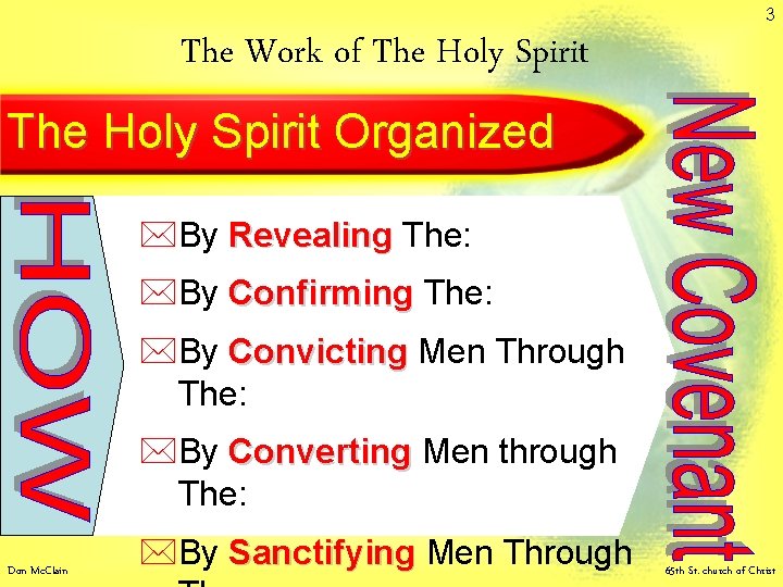 3 The Work of The Holy Spirit Organized *By Revealing The: *By Confirming The: 3 The Work of The Holy Spirit Organized *By Revealing The: *By Confirming The: