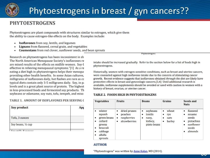 Phytoestrogens in breast / gyn cancers? ? 35 