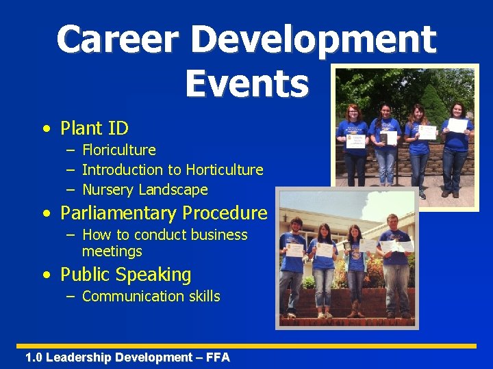 Career Development Events • Plant ID – Floriculture – Introduction to Horticulture – Nursery