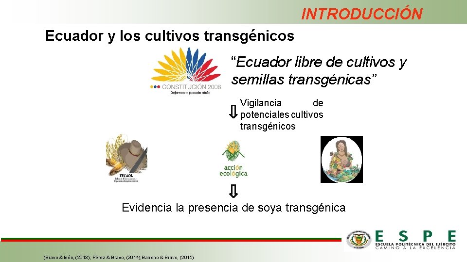 INTRODUCCIÓN Ecuador y los cultivos transgénicos “Ecuador libre de cultivos y semillas transgénicas” Vigilancia