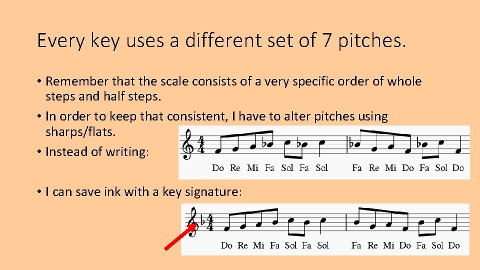 Every key uses a different set of 7 pitches. • Remember that the scale Every key uses a different set of 7 pitches. • Remember that the scale
