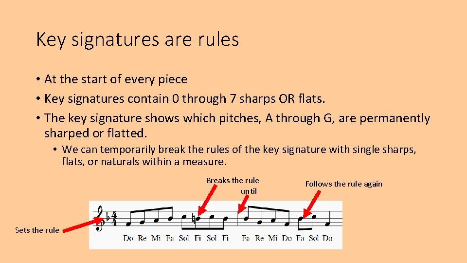 Key signatures are rules • At the start of every piece • Key signatures Key signatures are rules • At the start of every piece • Key signatures