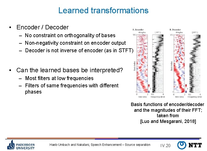 Learned transformations • Encoder / Decoder – No constraint on orthogonality of bases –
