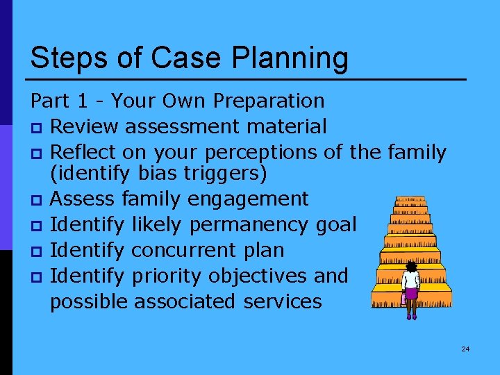 Steps of Case Planning Part 1 - Your Own Preparation p Review assessment material