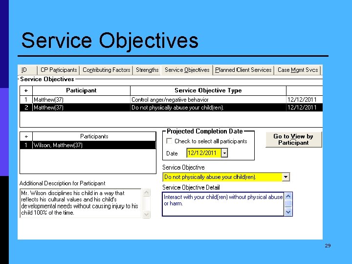 Service Objectives 29 
