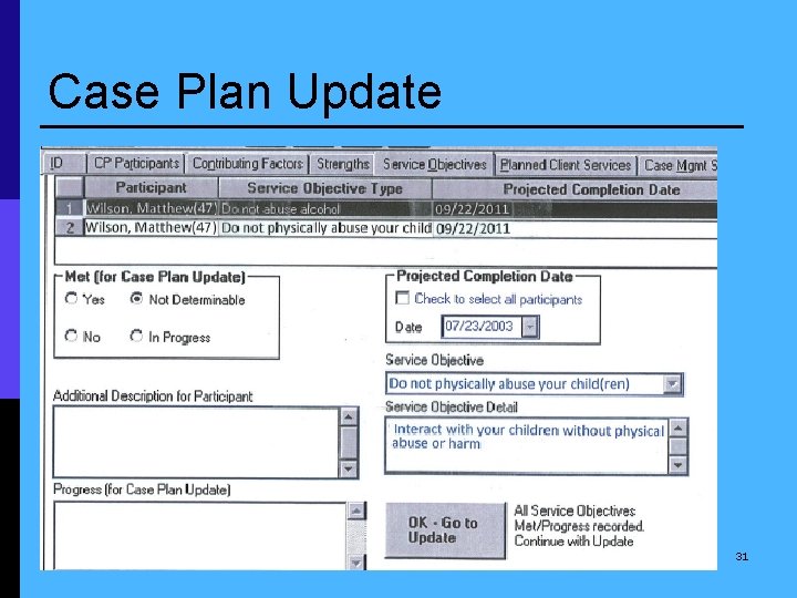 Case Plan Update 31 