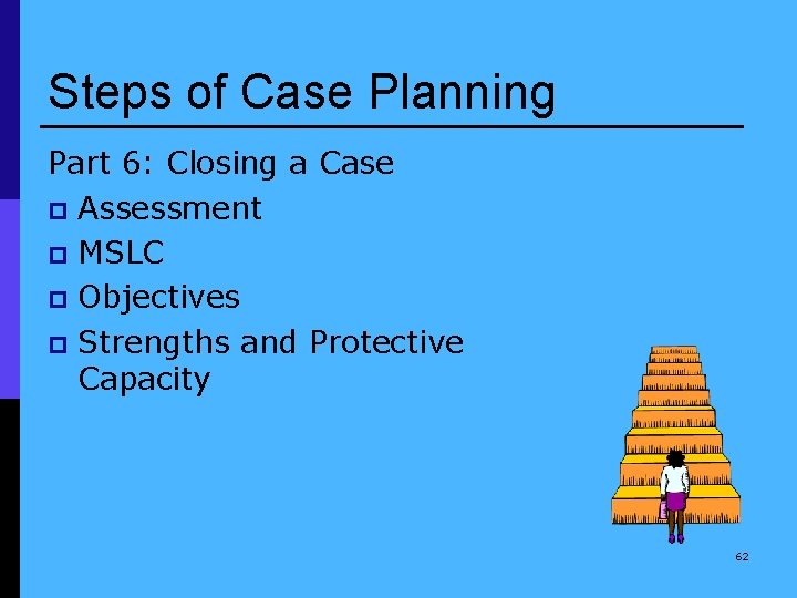 Steps of Case Planning Part 6: Closing a Case p Assessment p MSLC p