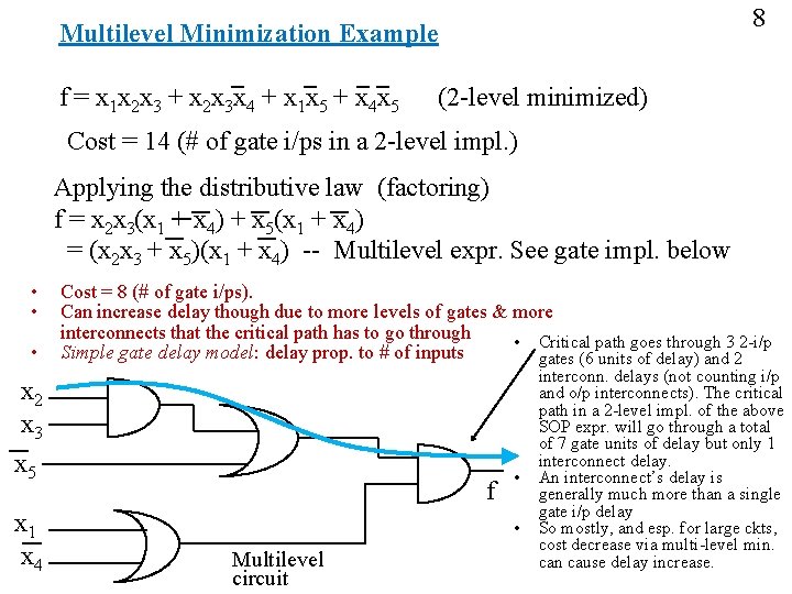 8 Multilevel Minimization Example f = x 1 x 2 x 3 + x