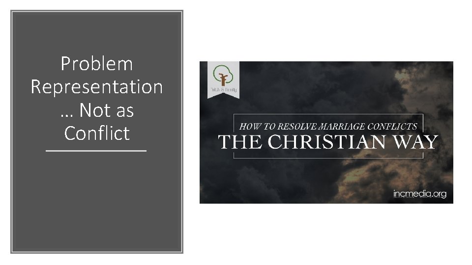 Problem Representation … Not as Conflict Problem Representation … Not as Conflict