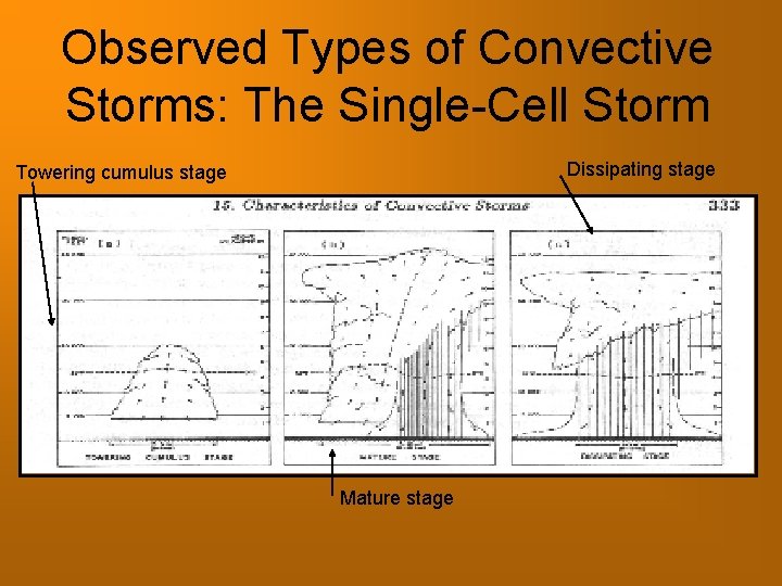 Observed Types of Convective Storms: The Single-Cell Storm Dissipating stage Towering cumulus stage Mature
