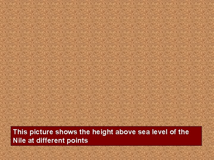 This picture shows the height above sea level of the Nile at different points