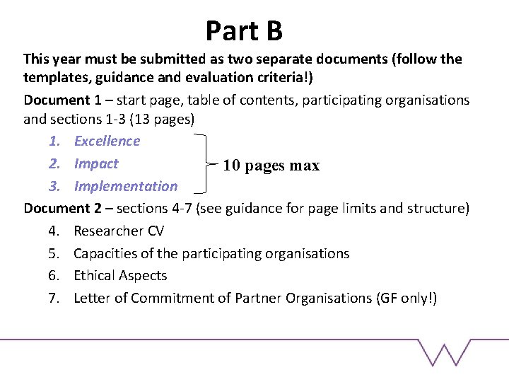 Part B This year must be submitted as two separate documents (follow the templates,
