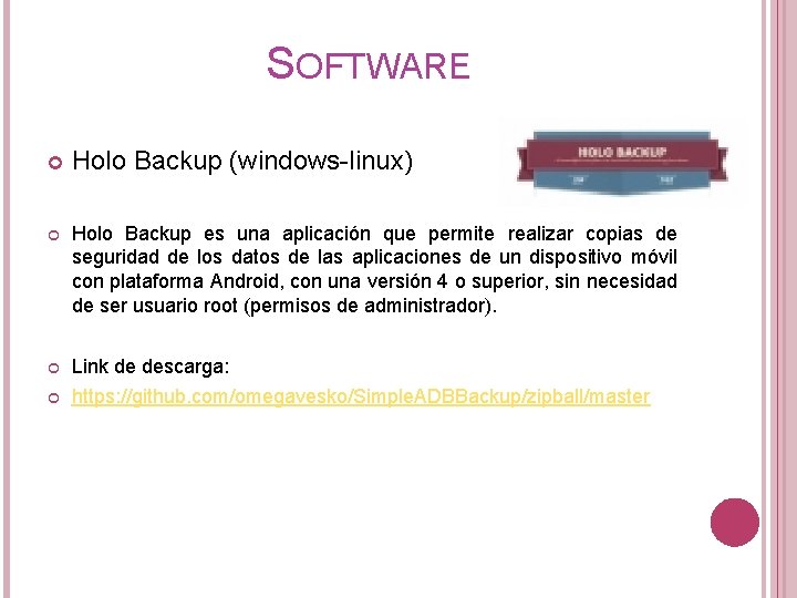 SOFTWARE Holo Backup (windows-linux) Holo Backup es una aplicación que permite realizar copias de SOFTWARE Holo Backup (windows-linux) Holo Backup es una aplicación que permite realizar copias de