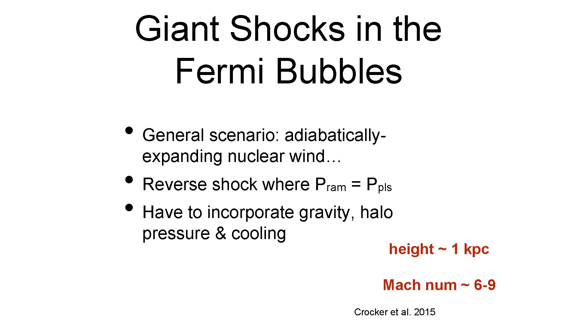 Giant Shocks in the Fermi Bubbles • General scenario: adiabaticallyexpanding nuclear wind… • Reverse