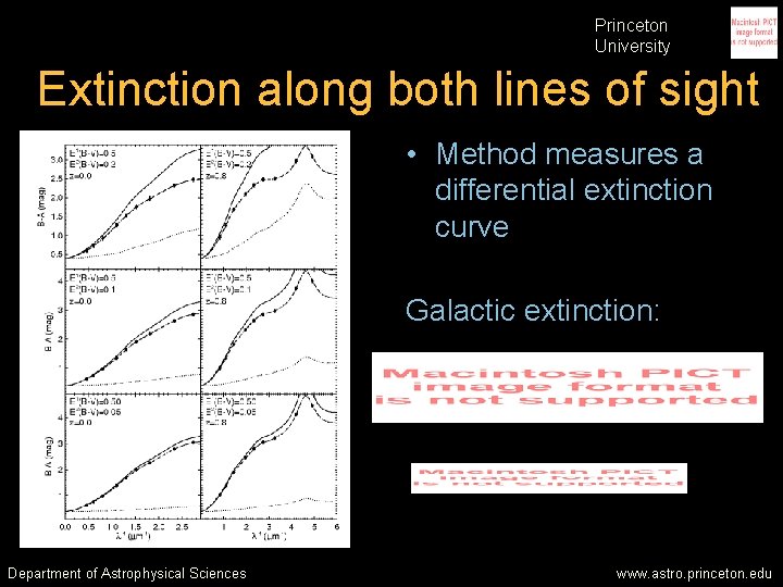 Princeton University Extinction along both lines of sight • Method measures a differential extinction Princeton University Extinction along both lines of sight • Method measures a differential extinction